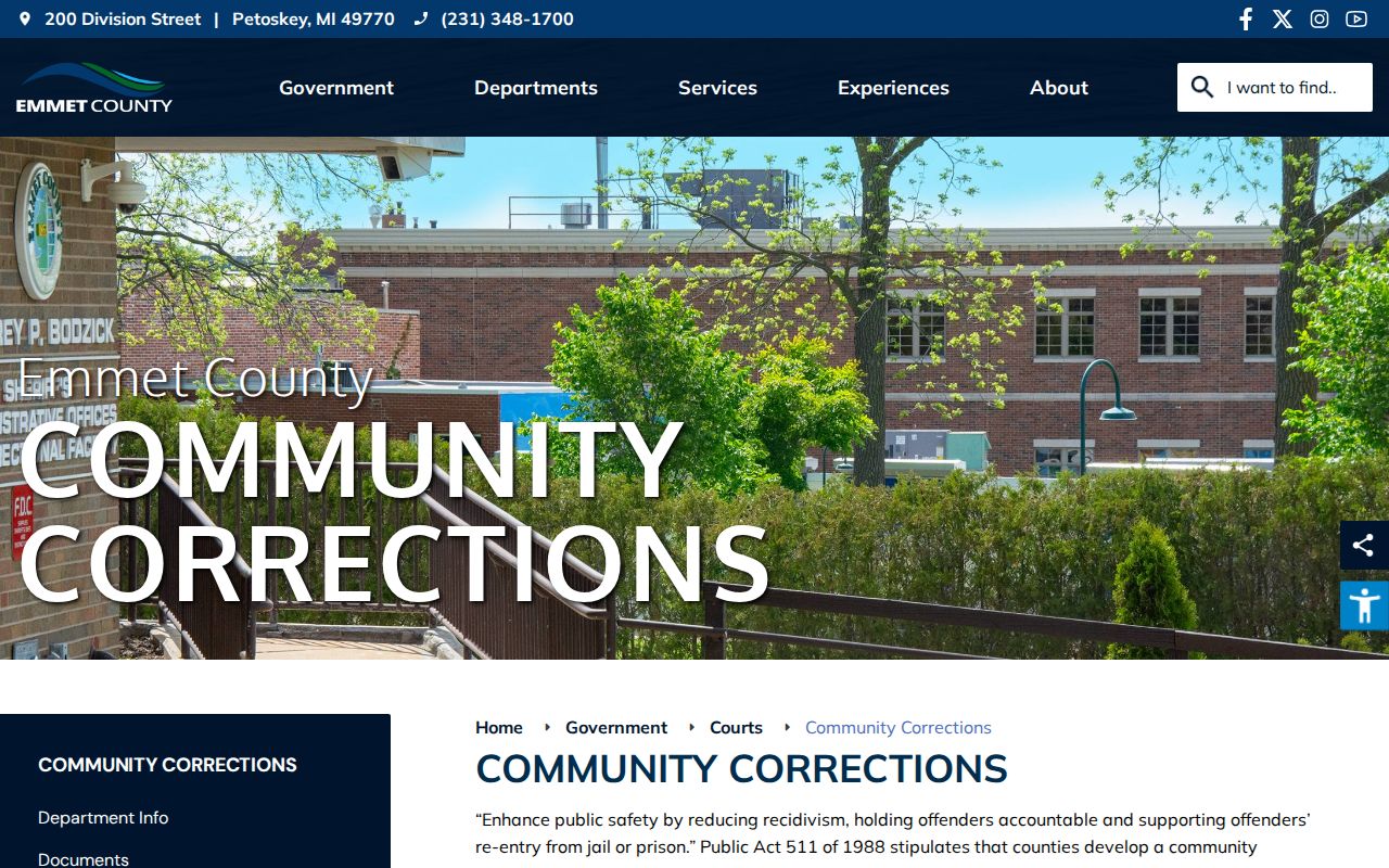 Emmet County Community Corrections release and reentry office information